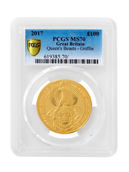 PCGS 2017 1oz Gold Queen's Beast 'Griffin' MS70