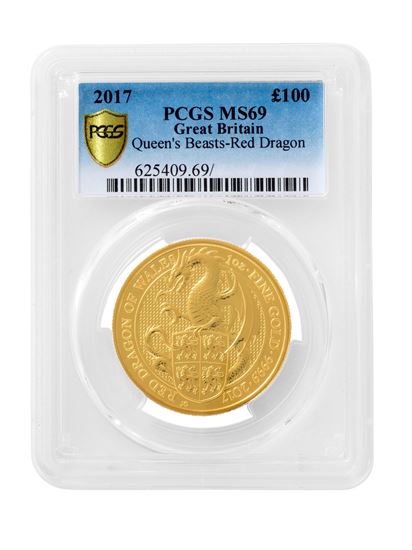 PCGS 2017 1oz Gold Queen's Beast 'Dragon' MS69