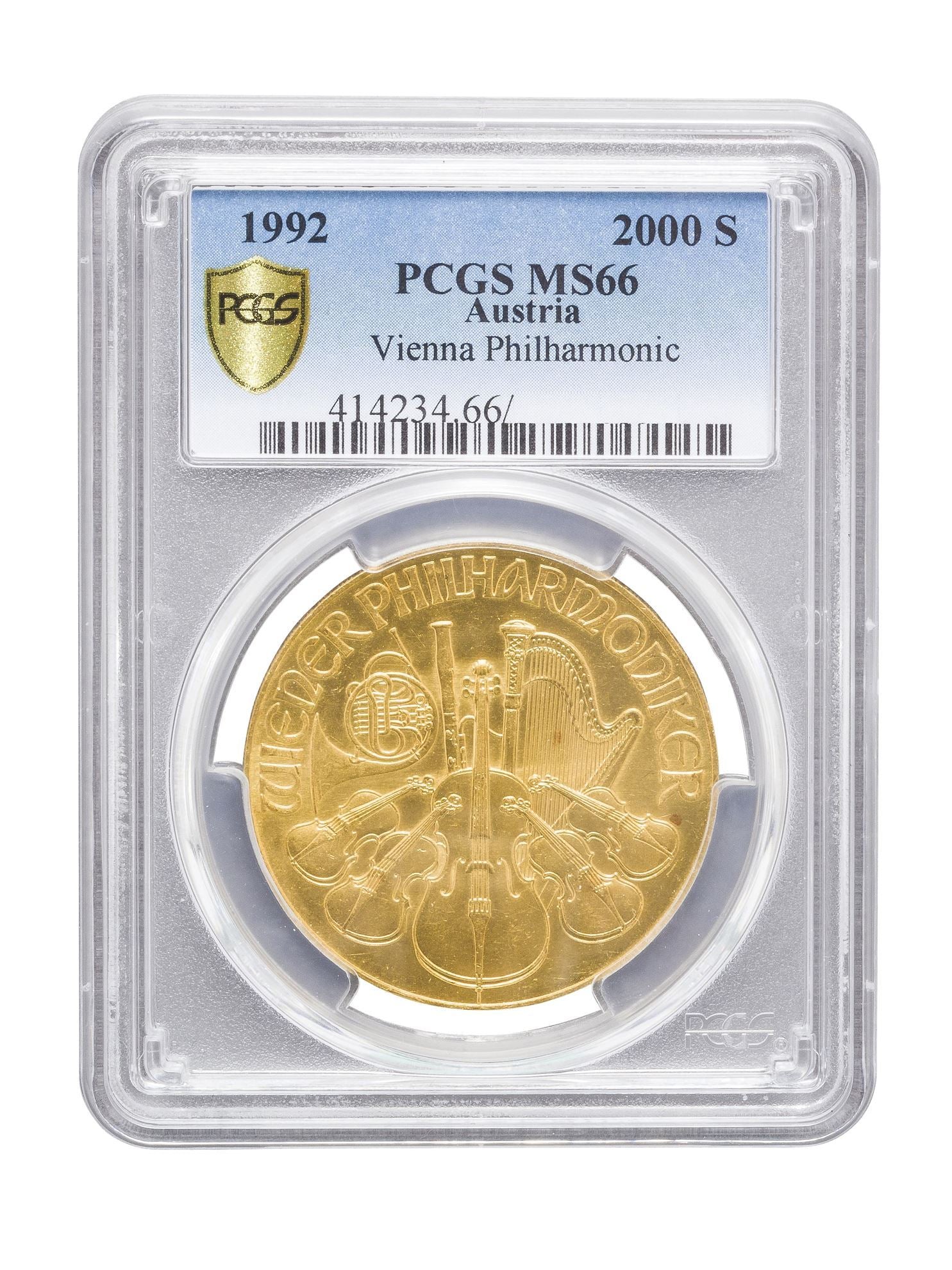 PCGS 1992 1oz Gold Austrian Philharmonic MS66