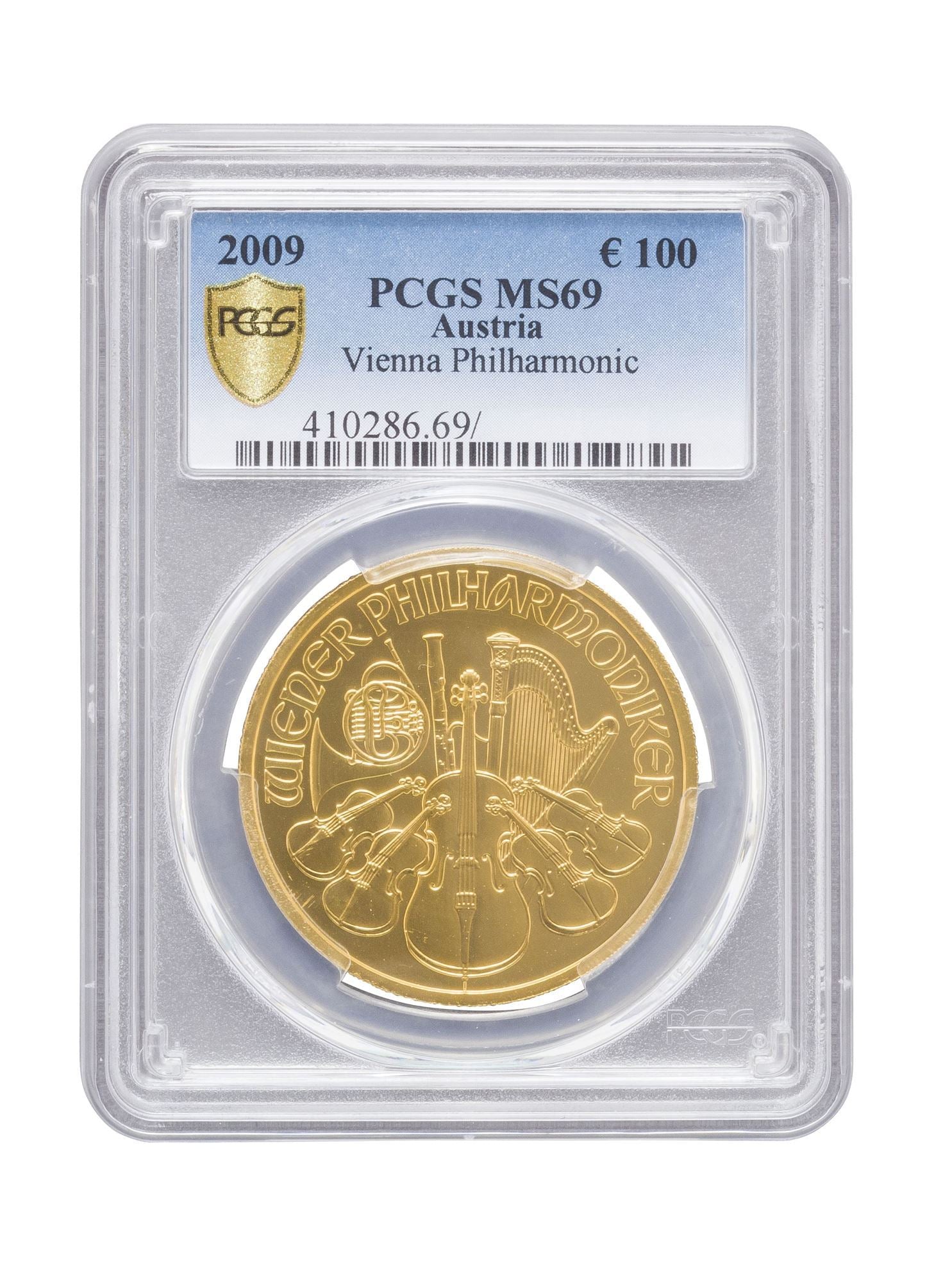 PCGS 2009 1oz Gold Austrian Philharmonic MS69