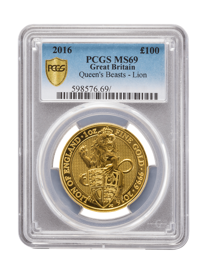PCGS 2016 1oz Gold Queen's Beast 'Lion' MS69