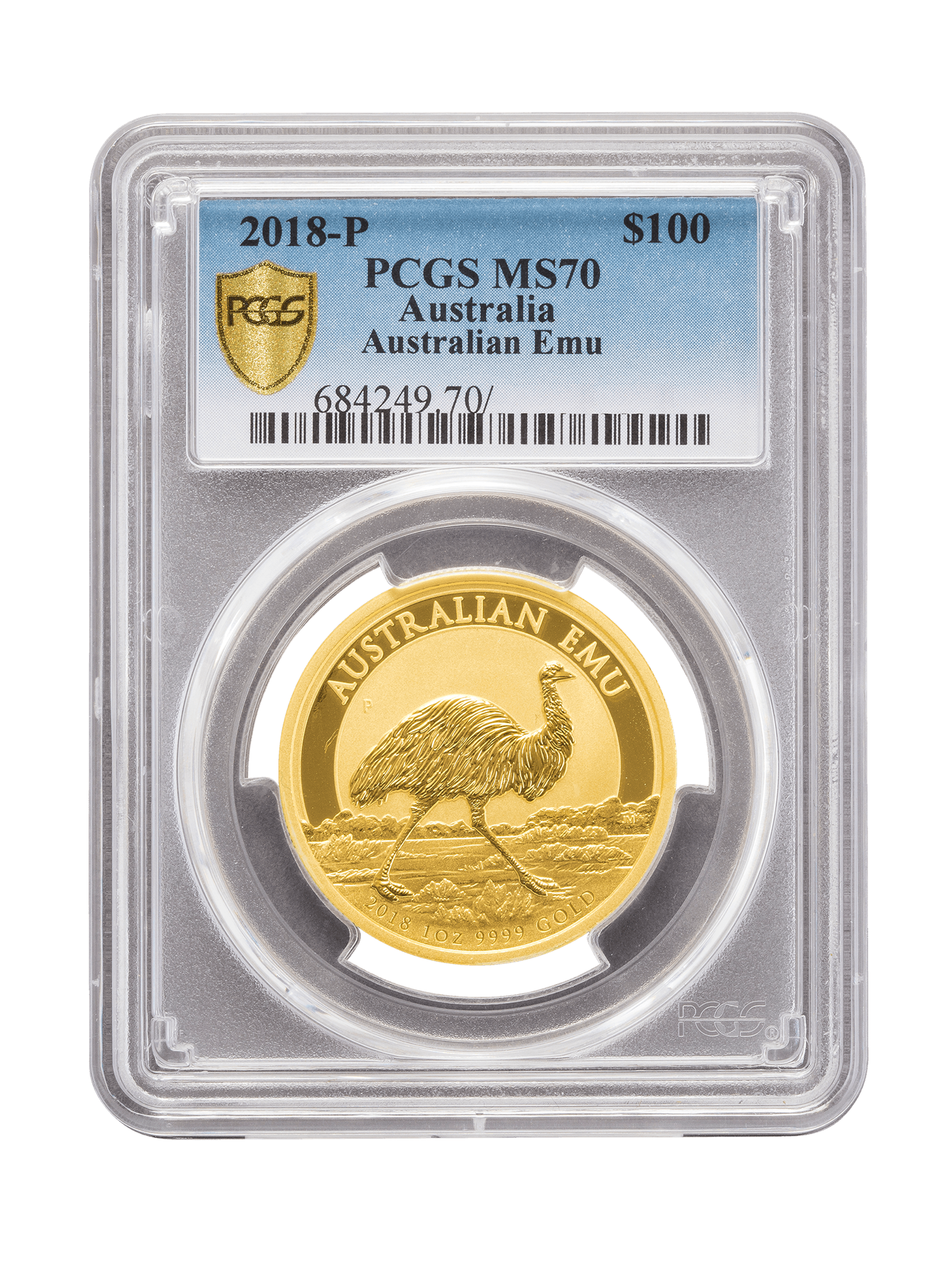PCGS 2018 1oz Gold Australian Emu MS70
