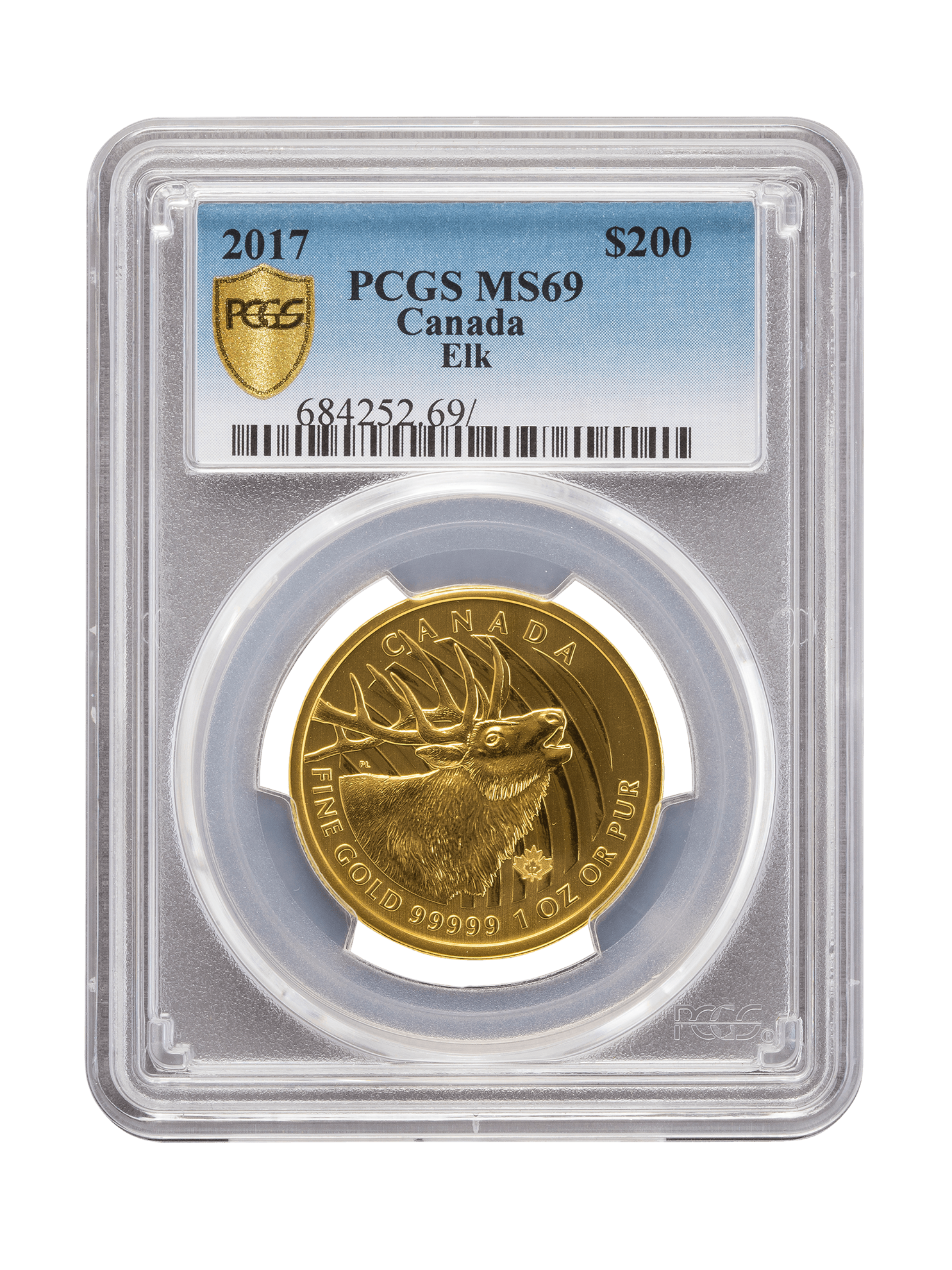 PCGS 2017 1oz Gold Call of the Wild 'Elk' MS69