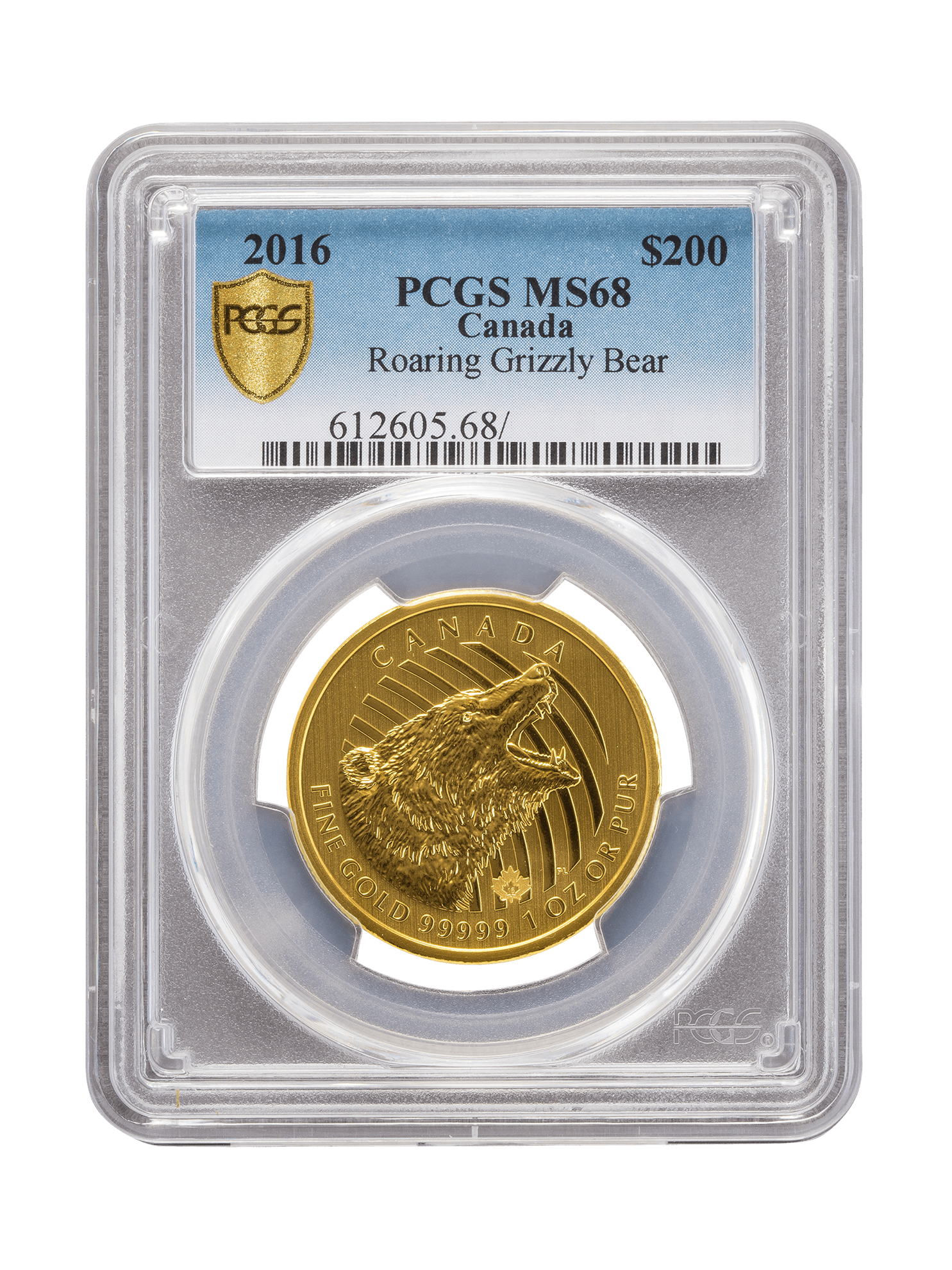 PCGS 2016 1oz Gold Grizzly Bear MS68