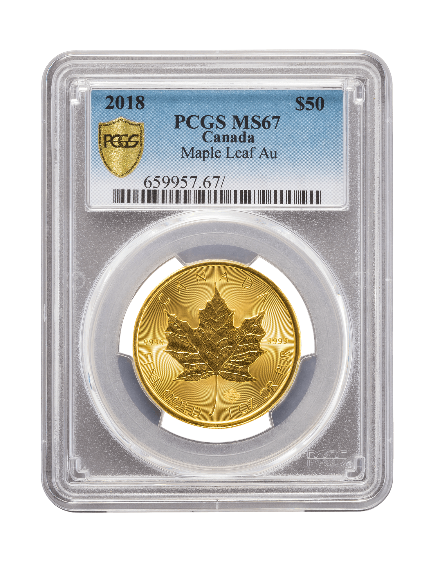 PCGS 2018 1oz Gold Canadian Maple Leaf MS67