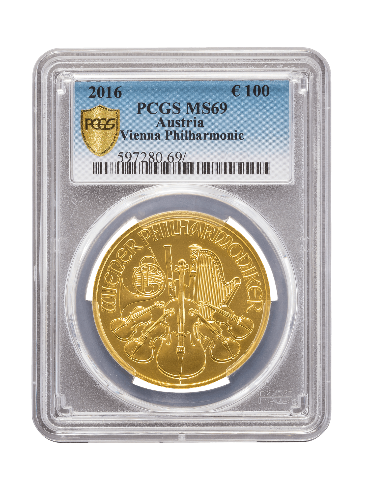 PCGS 2016 1oz Gold Austrian Philharmonic MS69