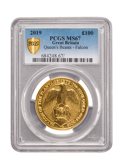 PCGS 2019 1oz Gold Queen's Beast 'Falcon' MS67