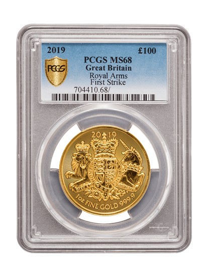 PCGS 2019 1oz Gold Coat of Arms MS68