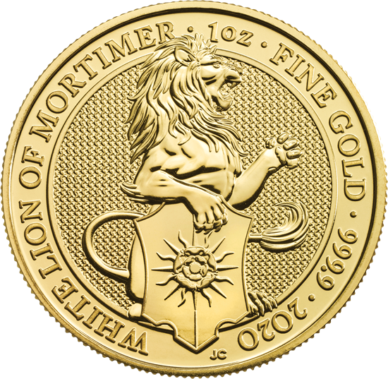 2020 1oz UK Queen's Beast 'White Lion of Mortimer' Gold Coin