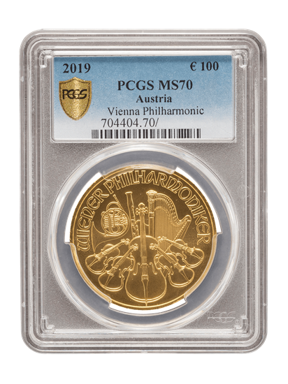 PCGS 2019 1oz Gold Austrian Philharmonic MS70