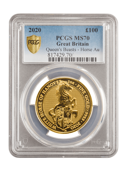 PCGS 2020 1oz Gold Queen's Beast 'White Horse' MS69