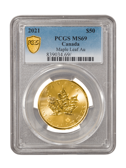 PCGS 2021 1oz Gold Maple Leaf MS69