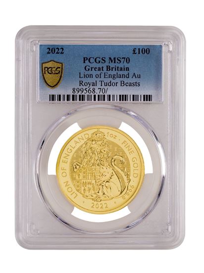 PCGS 2022 1oz Gold Tudor Beast 'Lion' MS70