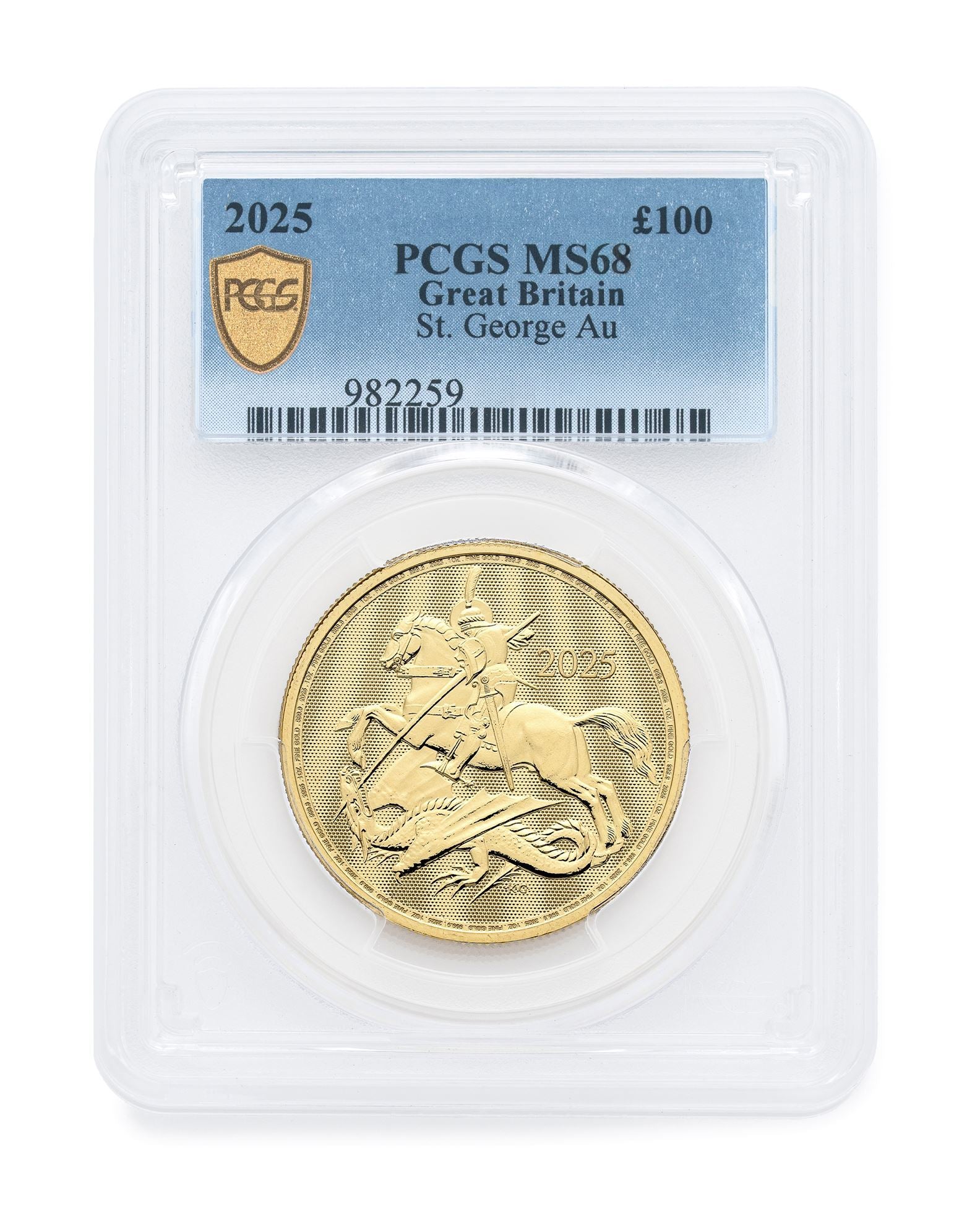 PCGS 2025 1oz Gold 'St George and the Dragon' MS68