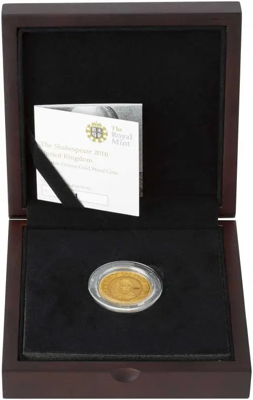 2016 William Shakespeare 1/4oz Gold Proof Coin (Box & COA)