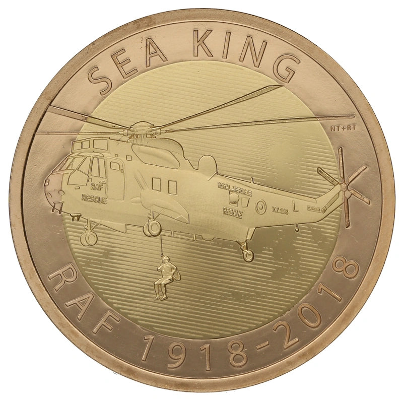 2018 RAF Sea King Helicopter £2 Gold Proof Coin (Box & COA)