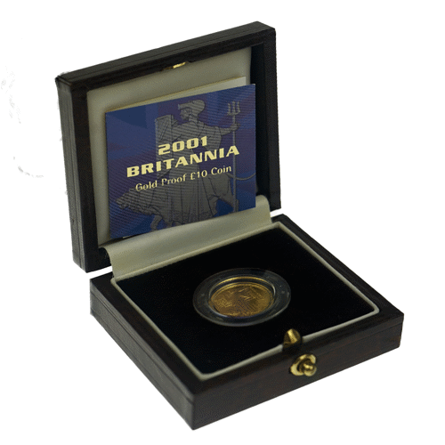 2000–2002 Britannia £10 1/10oz Gold Proof Set (3 Coins, Boxes & COAs)