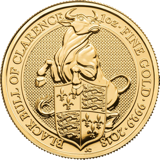 2018 1oz 24k Gold UK Queen's Beast 'Black Bull of Clarence'