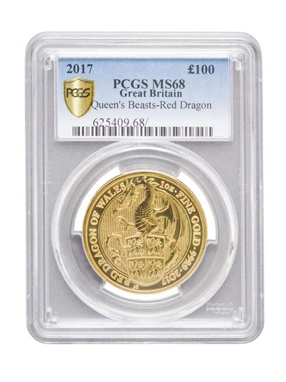 PCGS 2017 1oz Gold Queen's Beast 'Dragon' MS68
