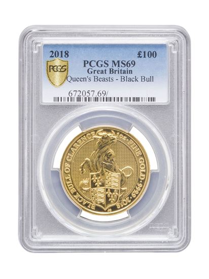 PCGS 2018 1oz Gold Queen's Beast 'Black Bull' MS69