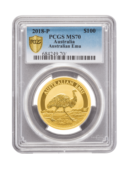 PCGS 2018 1oz Gold Australian Emu MS70