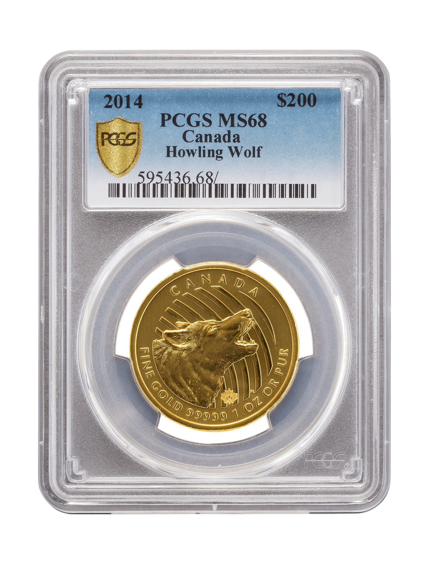 PCGS 2014 1oz Gold Howling Wolf MS68