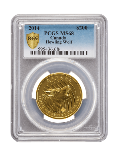 PCGS 2014 1oz Gold Howling Wolf MS68