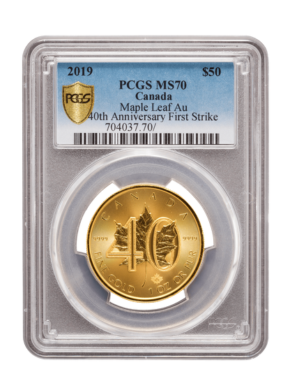 PCGS 2019 1oz Gold '40th Anniversary' Maple Leaf MS70