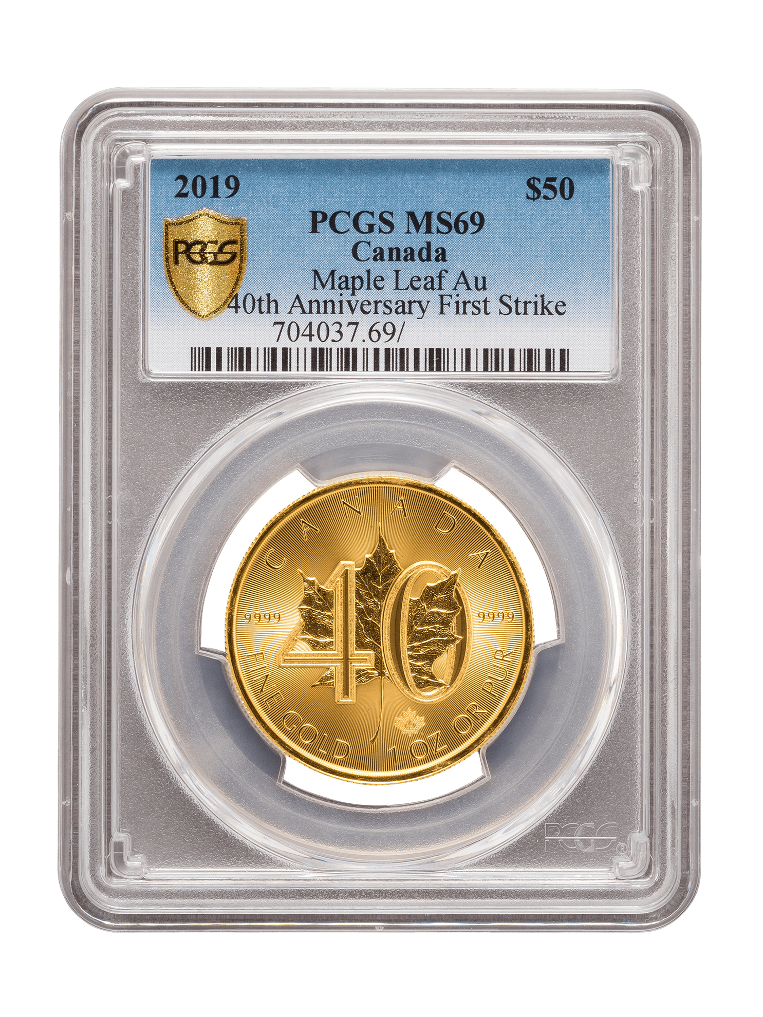PCGS 2019 1oz Gold '40th Anniversary' Maple Leaf MS69