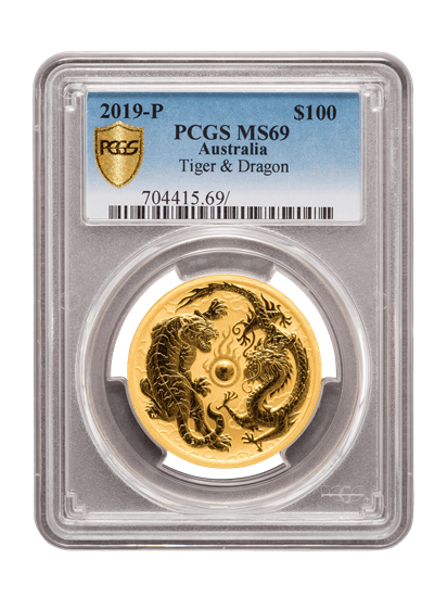 PCGS 2019 1oz Gold Australian Dragon and the Tiger MS69