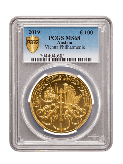 PCGS 2019 1oz Gold Austrian Philharmonic MS68