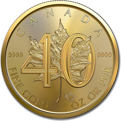 2019 1oz Canadian Maple Leaf 40th Anniversary Gold Coin