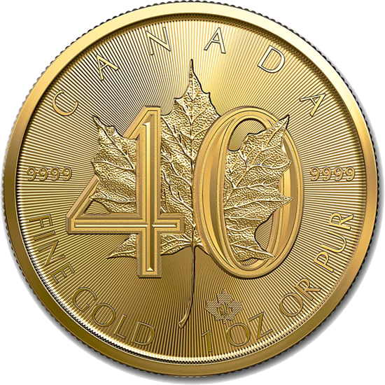 2019 1oz Canadian Maple Leaf 40th Anniversary Gold Coin