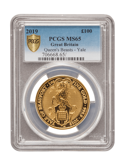 PCGS 2019 1oz Gold Queen's Beast 'Yale' MS68