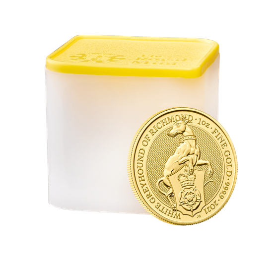 2021 1oz 24k Gold UK Queen's Beast 'White Greyhound of Richmond'