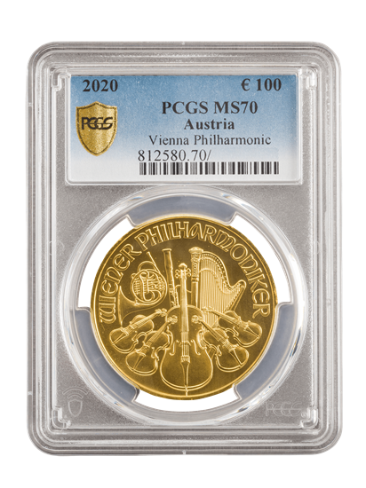 PCGS 2020 1oz Gold Austrian Philharmonic MS70