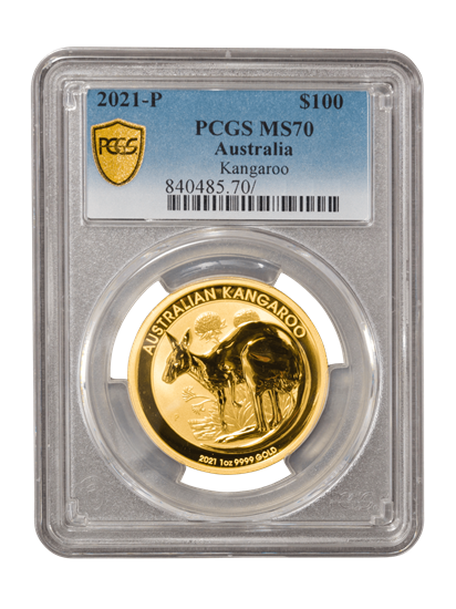 PCGS 2021 1oz Gold Australian Kangaroo MS70