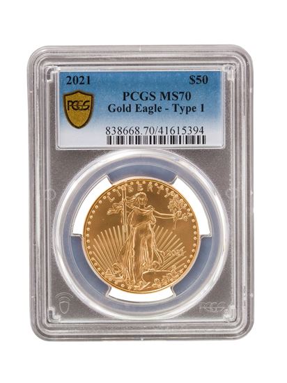 PCGS 2021 1oz 22k Gold American Eagle MS70
