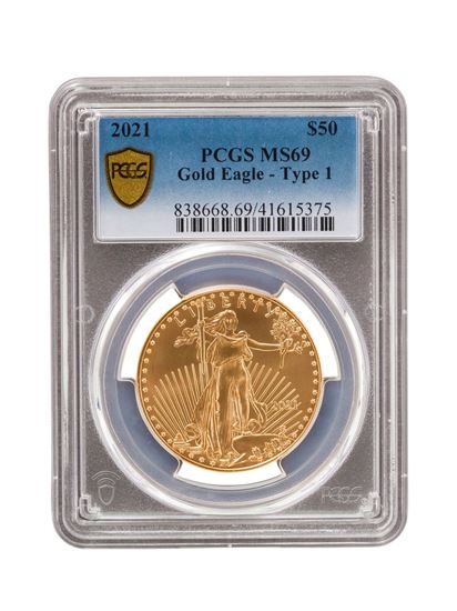PCGS 2021 1oz 22k Gold American Eagle MS69