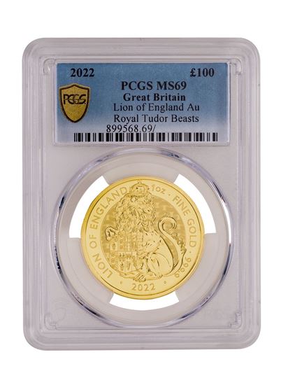 PCGS 2022 1oz Gold Tudor Beast 'Lion' MS69