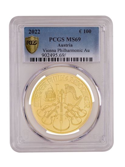 PCGS 2022 1oz Gold Austrian Philharmonic MS69