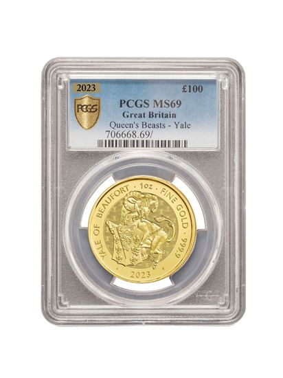 PCGS 2023 1oz Gold Tudor Beast 'Yale' MS69