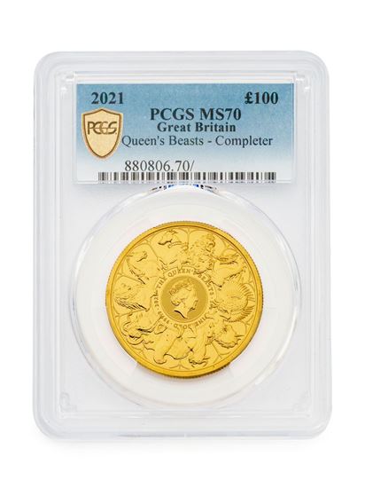 PCGS 2021 1oz Gold Queen's Beast 'Completer' MS70