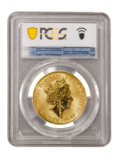 PCGS 2021 1oz Gold Queen's Beast 'Greyhound' MS68