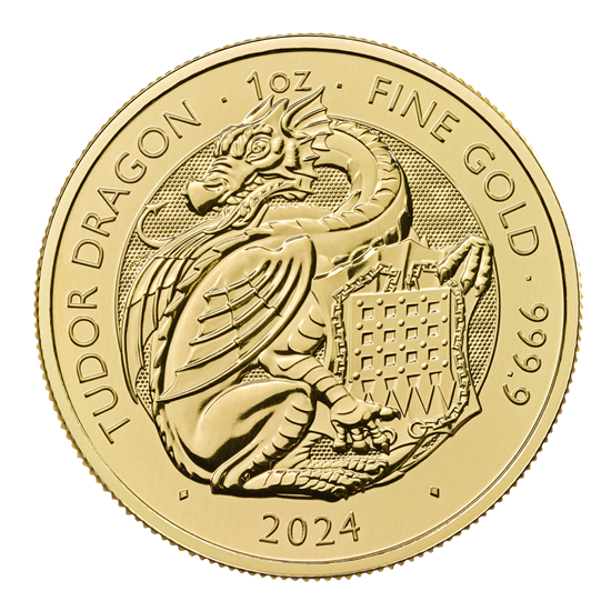 2024 1oz UK Tudor Beast 'Tudor Dragon' Gold Coin