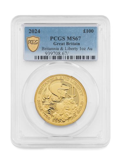 PCGS 2024 1oz 24k Gold UK Britannia and Liberty MS67