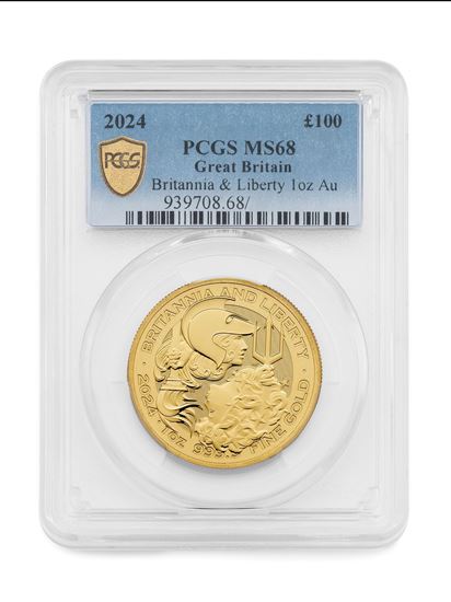 PCGS 2024 1oz 24k Gold UK Britannia and Liberty MS68
