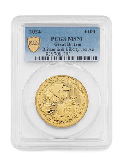 PCGS 2024 1oz 24k Gold UK Britannia and Liberty MS70