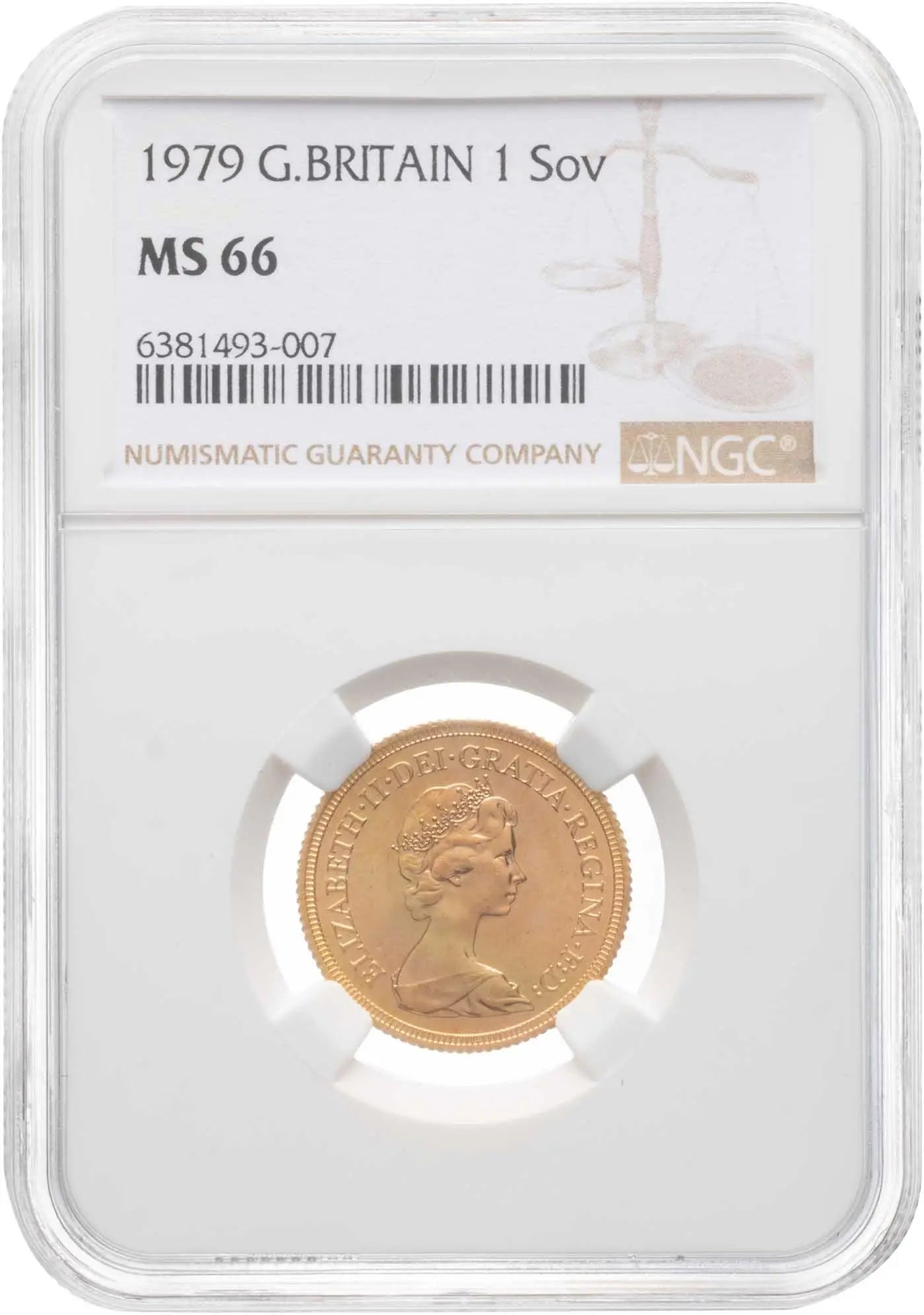 1979 Elizabeth II Gold Graded Sovereign NGC MS-66 Coin