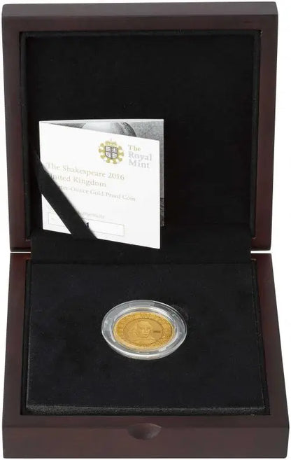 2016 William Shakespeare 1/4oz Gold Proof Coin (Box & COA)